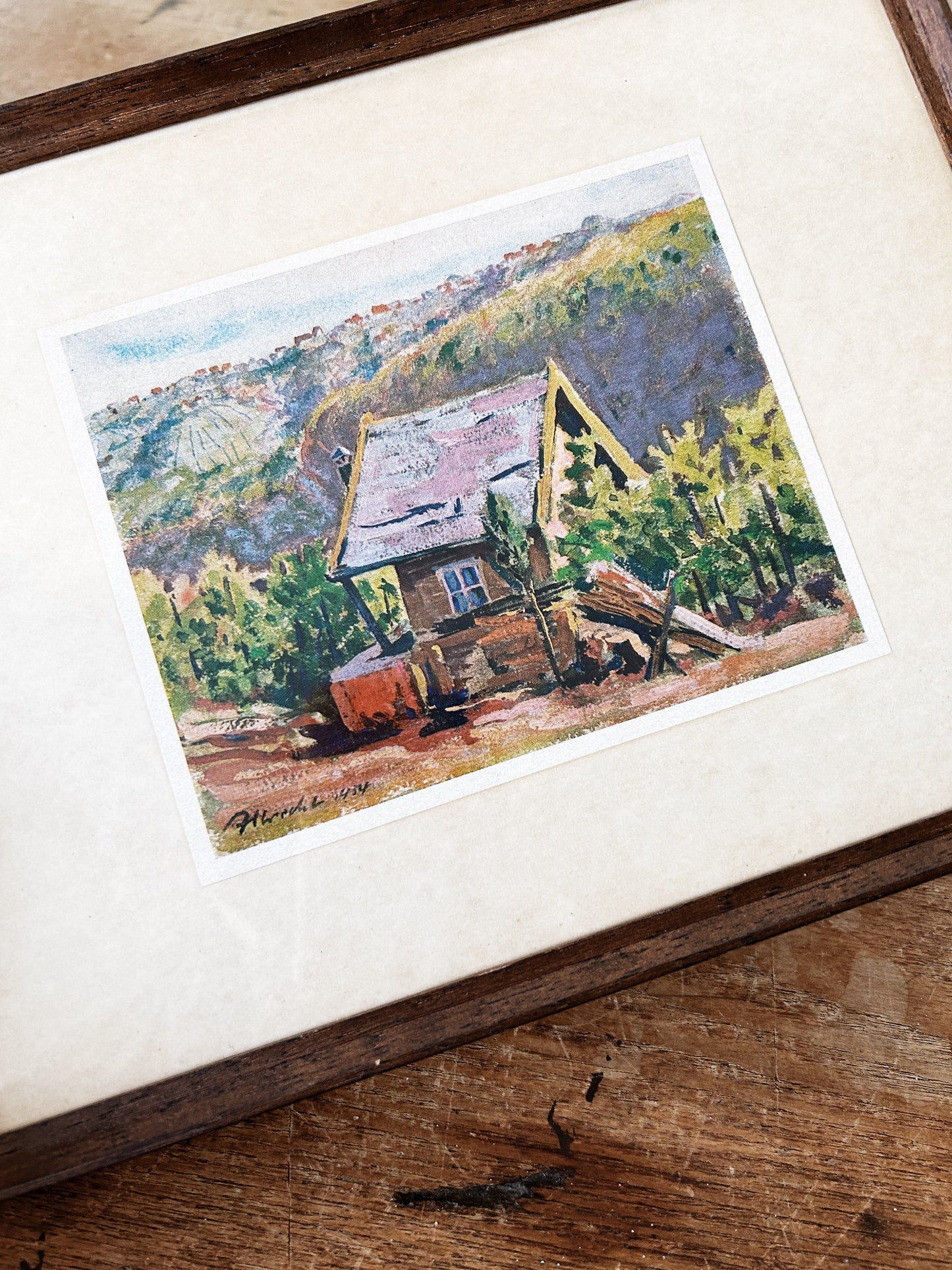 1930’s Framed Dream Cottage Litho