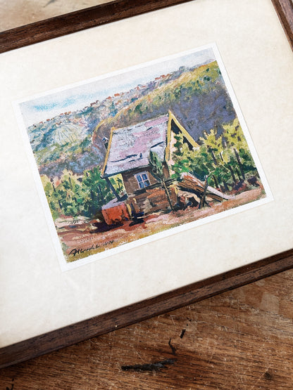 1930’s Framed Dream Cottage Litho