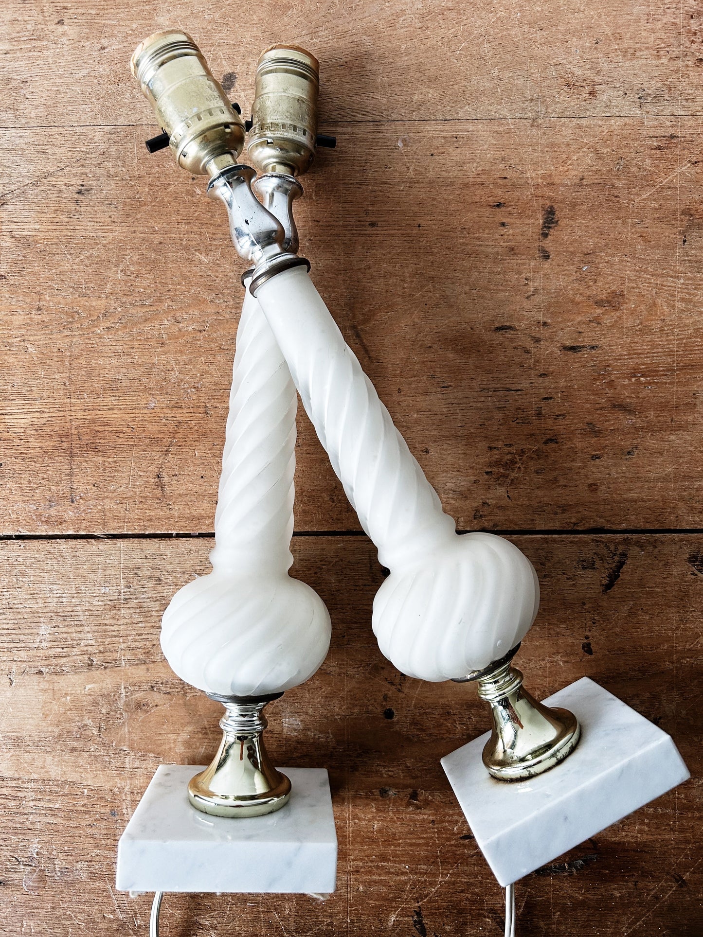 Vintage Glass Lamp Pair