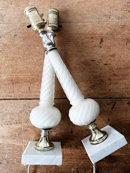 Vintage Glass Lamp Pair