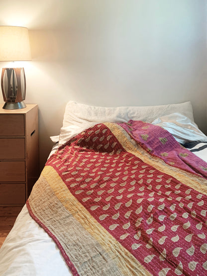 Vintage Reversible Cotton Kantha Quilt