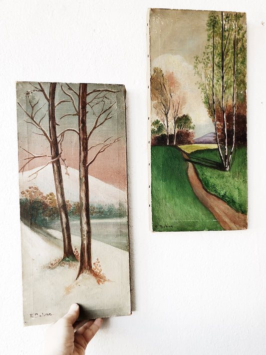 Vintage Winter / Spring Landscape Painting