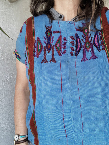 Vintage Embroidered Guatemalan Cropped Tunic