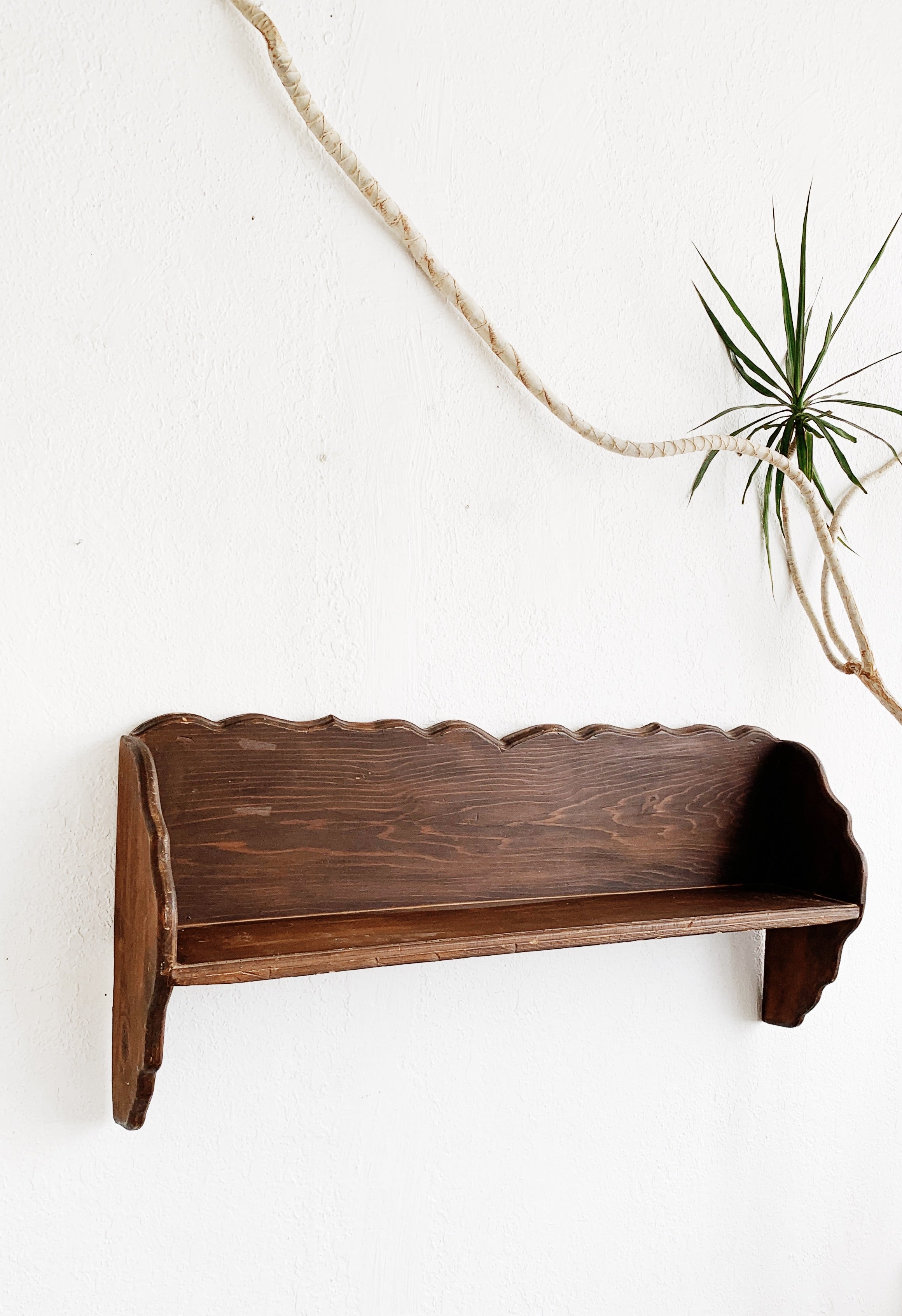 Large Vintage Rustic Wood Hanging Shelf - Thumbnail 3