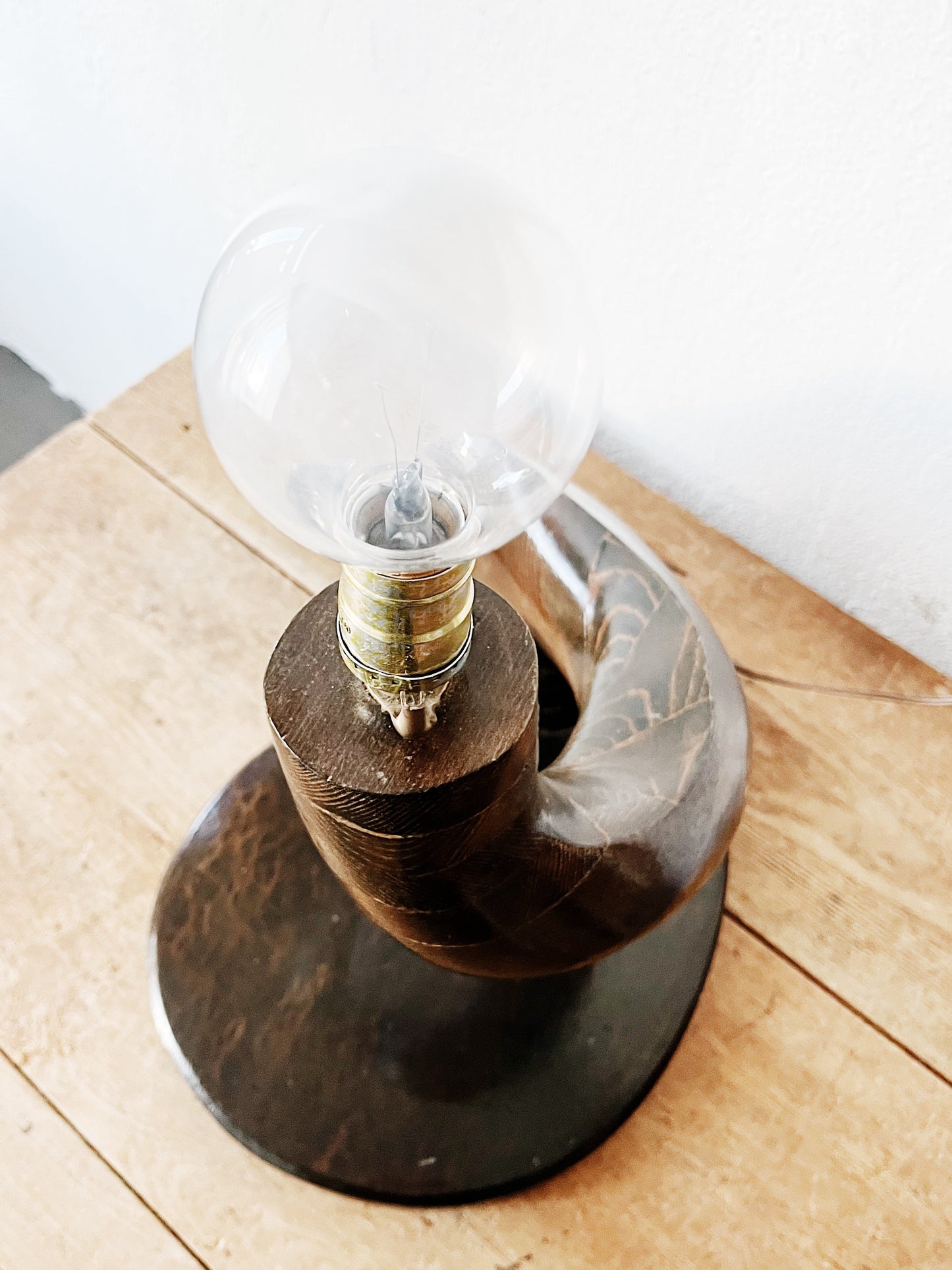 Handmade Burl Lamp with Original Shade