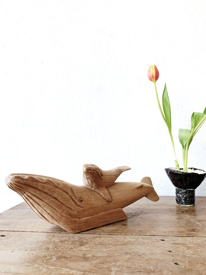 Carved Wood Whale ad Baby