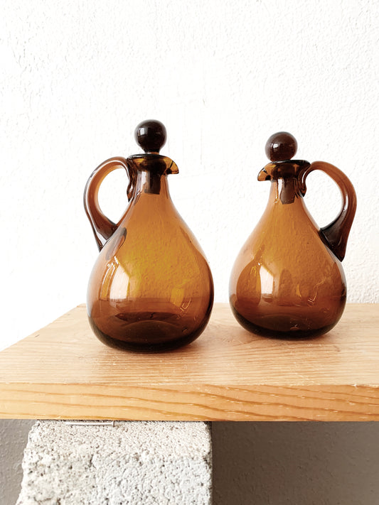 Vintage Amber Glass Cruet