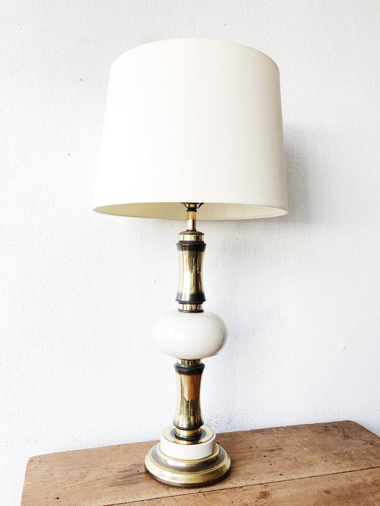 Vintage Mid Century Brass and Enamel Lamp