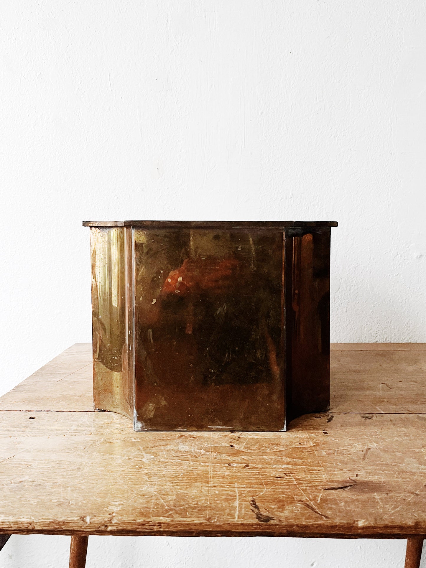 Vintage Aged Brass Cache Pot
