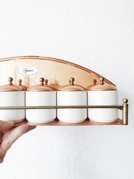 Copper and Porcelain Spice Rack