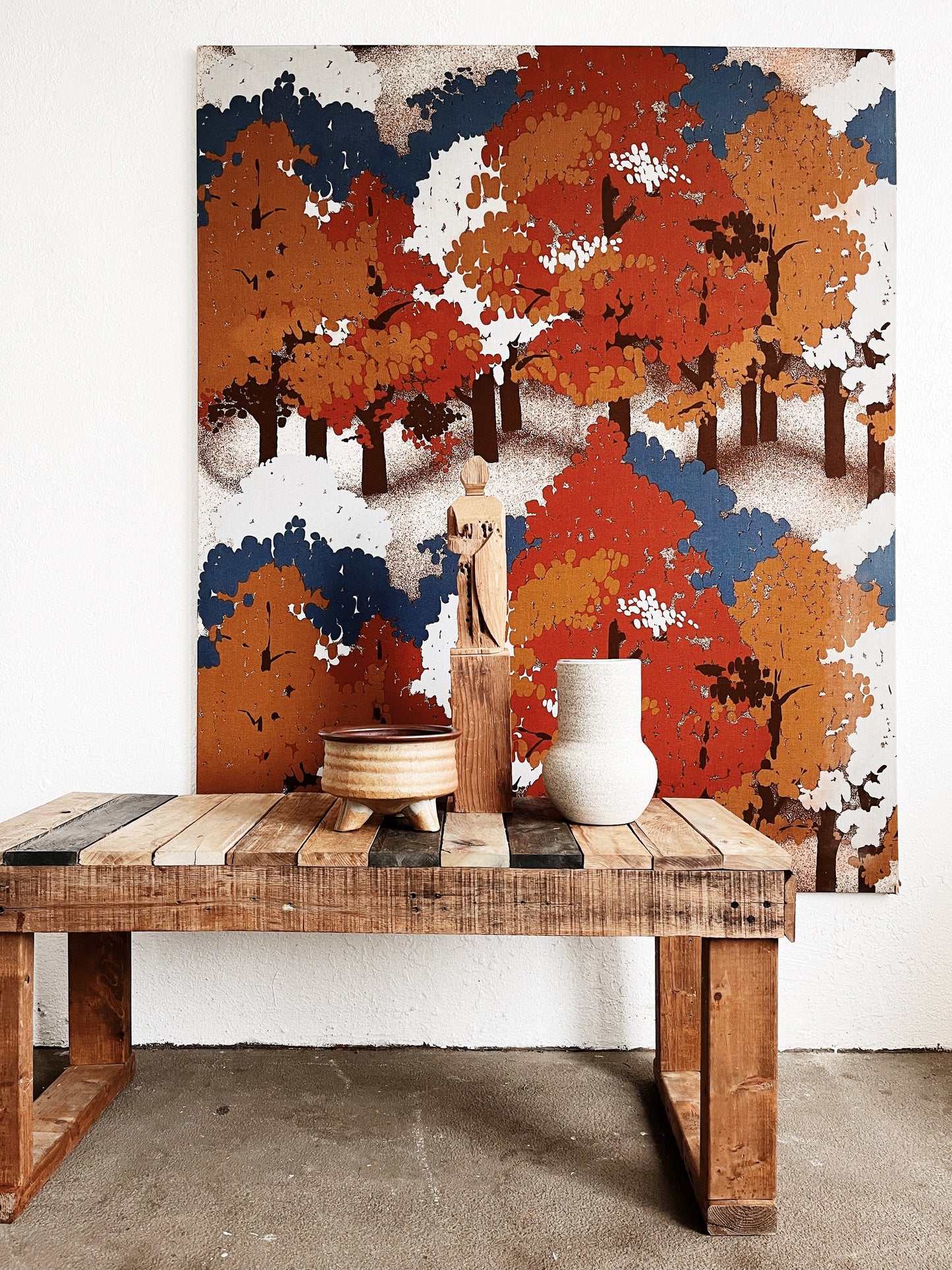 Vintage Textile Art Panel