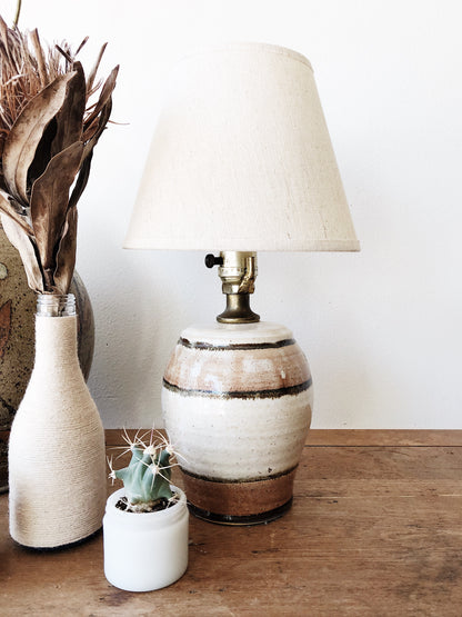 Vintage Blush Stripe Ceramic Lamp