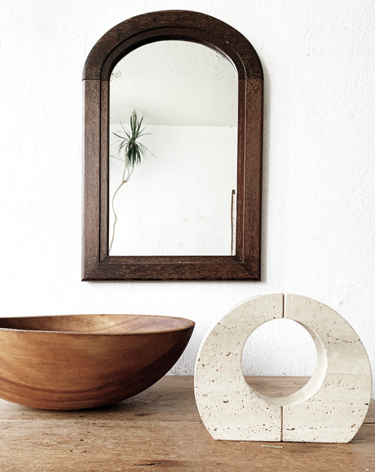 Antique Arched Wood Mirror