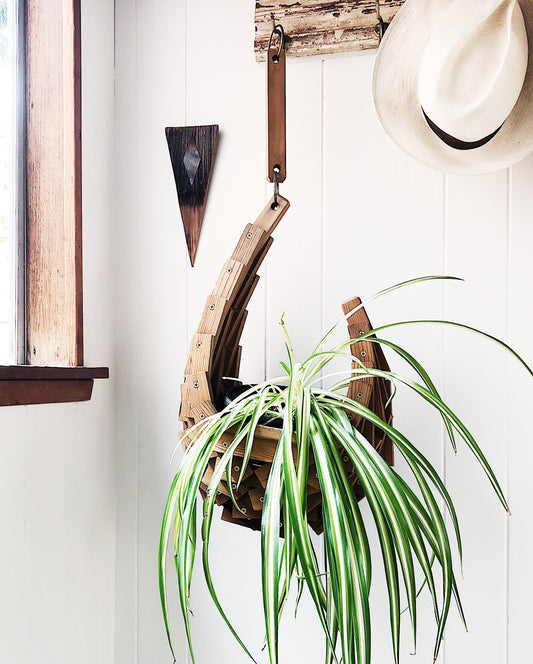 Large Vintage Tramp Art Hanging Planter