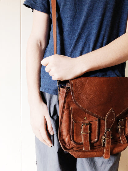 Vintage Leather Messenger Bag