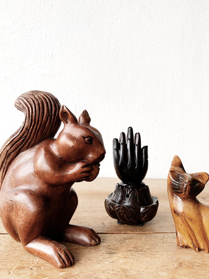 Carved Wood Hand Lotus Box