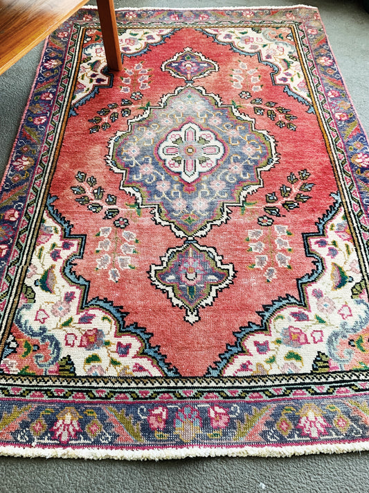 Vintage Turkish Hand Knotted Wool Rug