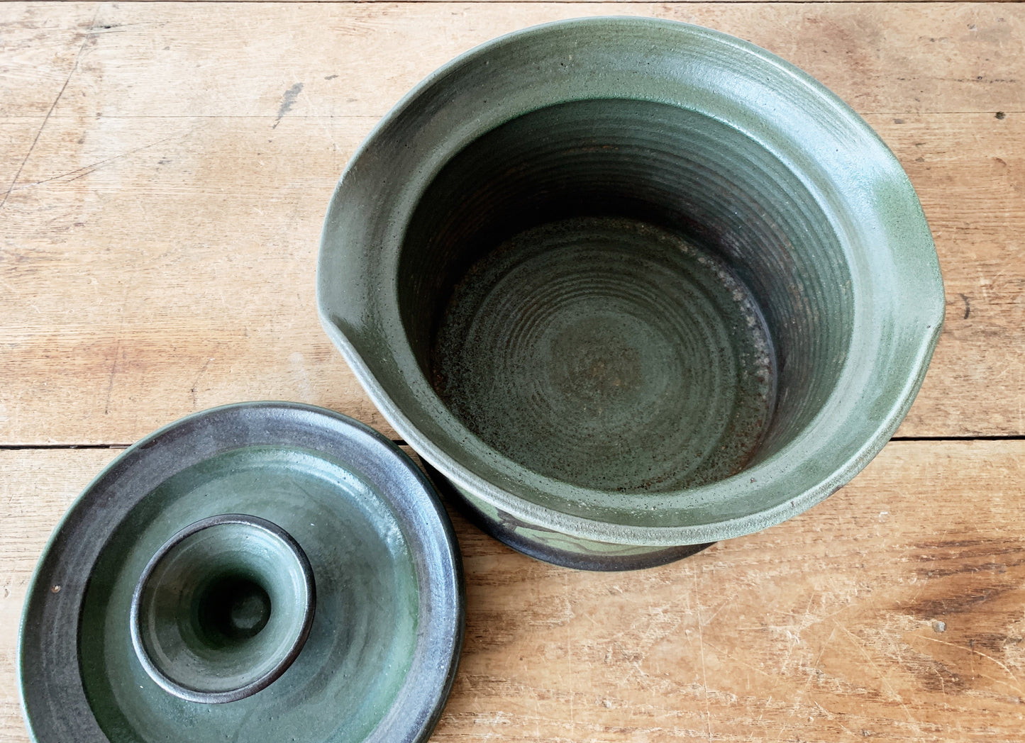 Vintage Stoneware Lidded Crock