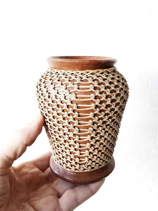 Vintage Netted Red Clay Pot