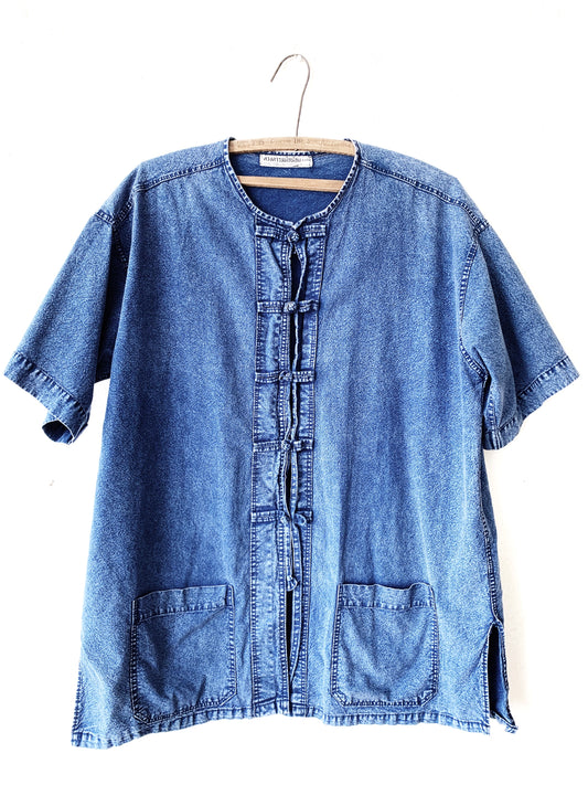 Vintage Indigo Cheongsam Work Shirt