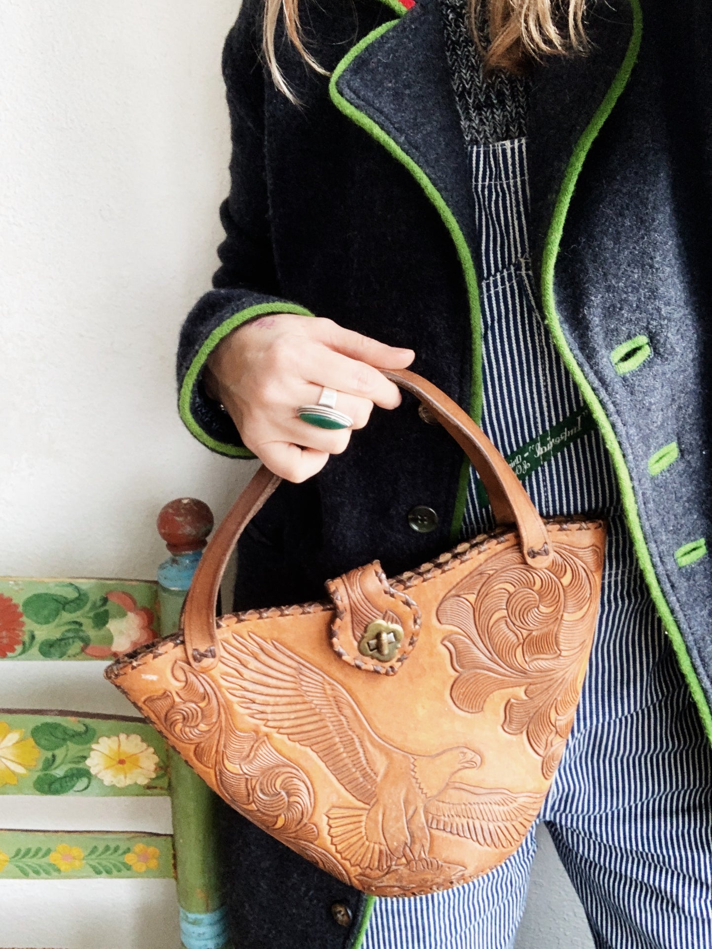 Vintage Tooled Leather Handbag