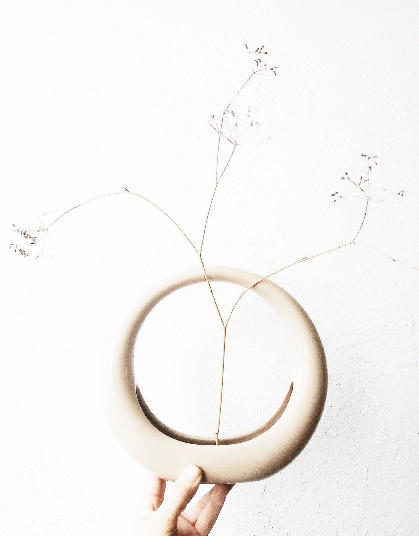 Vintage Buff Circular Ikebana Vase