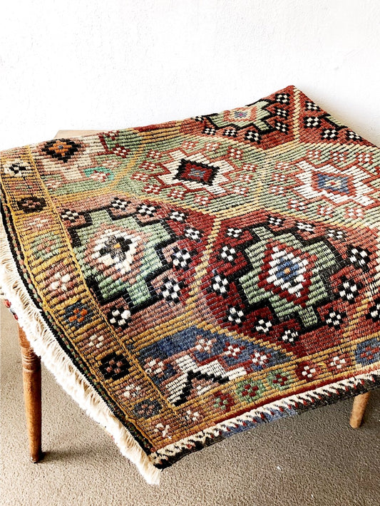 Vintage Soumak Tribal Embroidery Rug