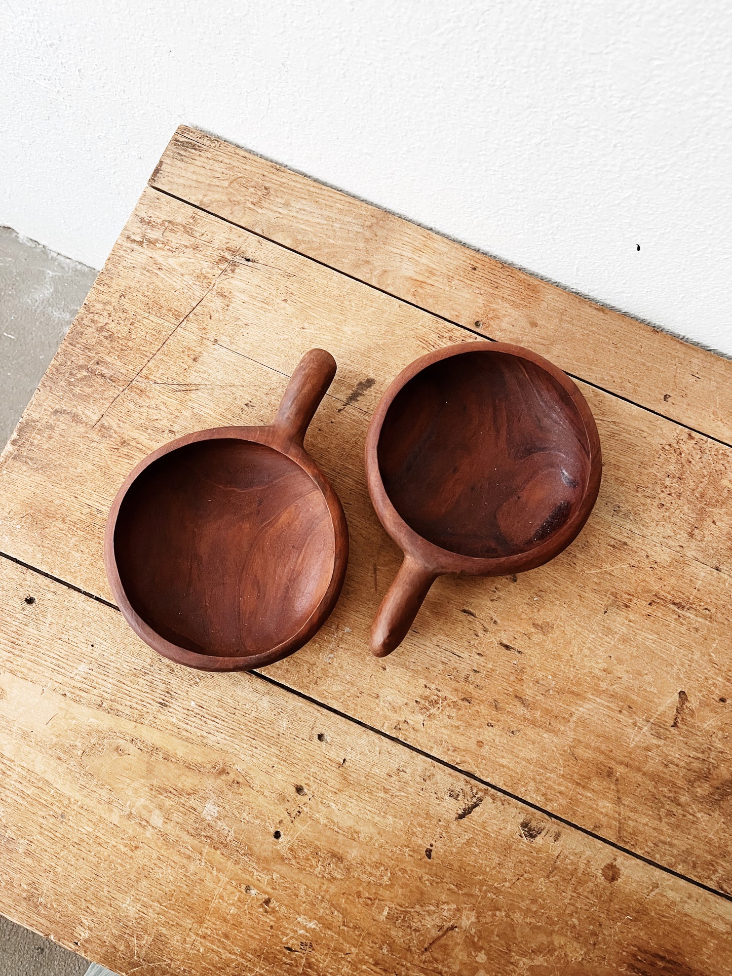 Vintage Handled Wood Bowls