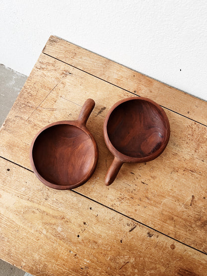 Vintage Handled Wood Bowls