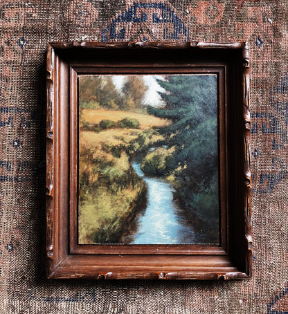 Vintage Oil On Board Landscape