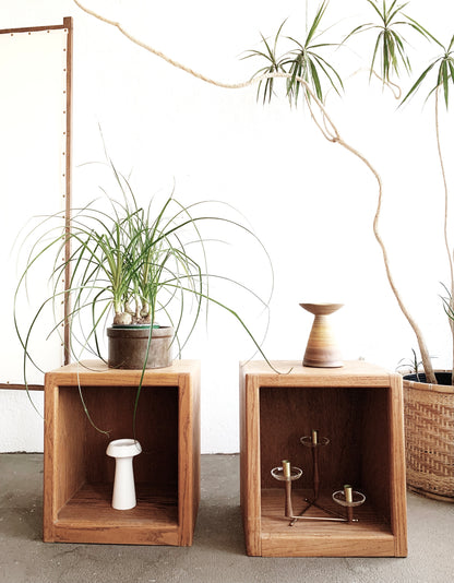 Vintage Oak Cube Table