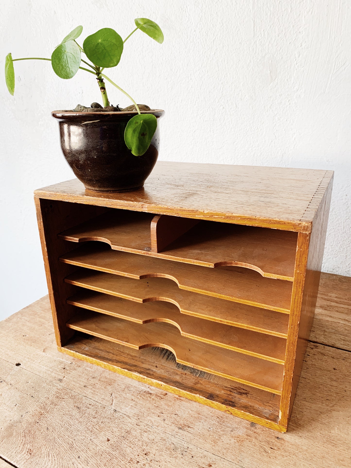 Vintage Wood Desktop Flat File