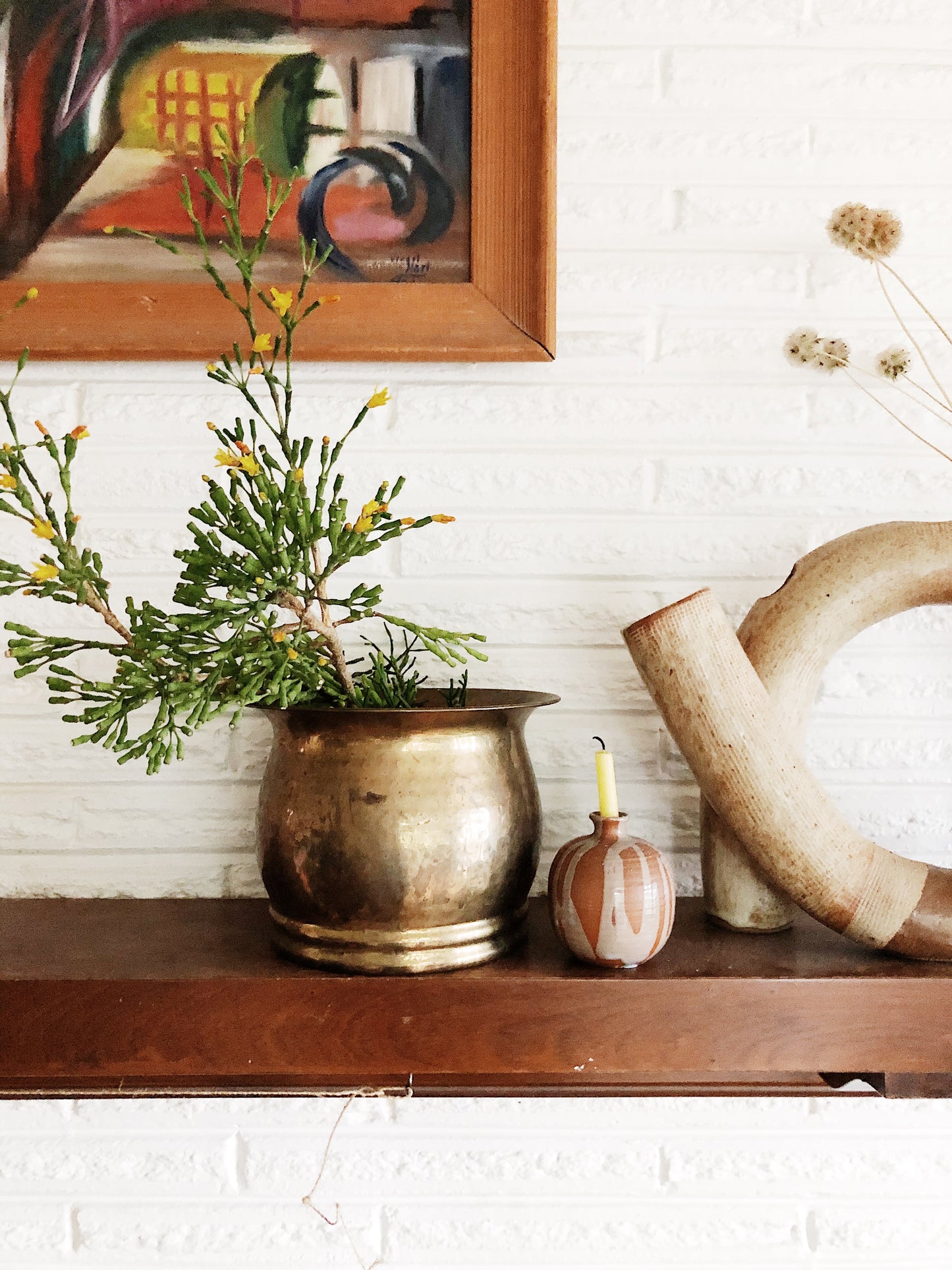 Vintage Hammered Brass Planter