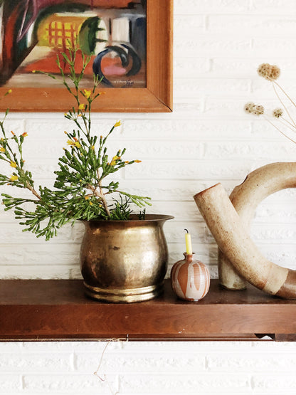 Vintage Hammered Brass Planter