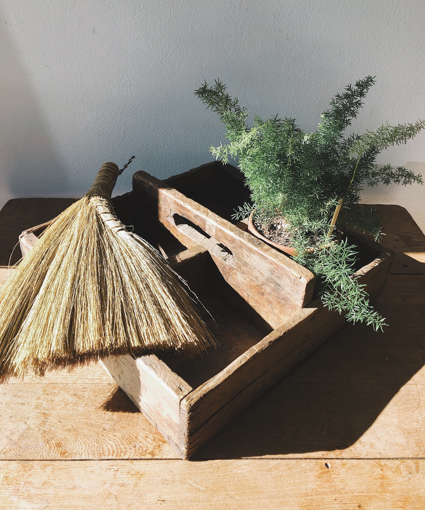 Primitive Divided Wood Caddy