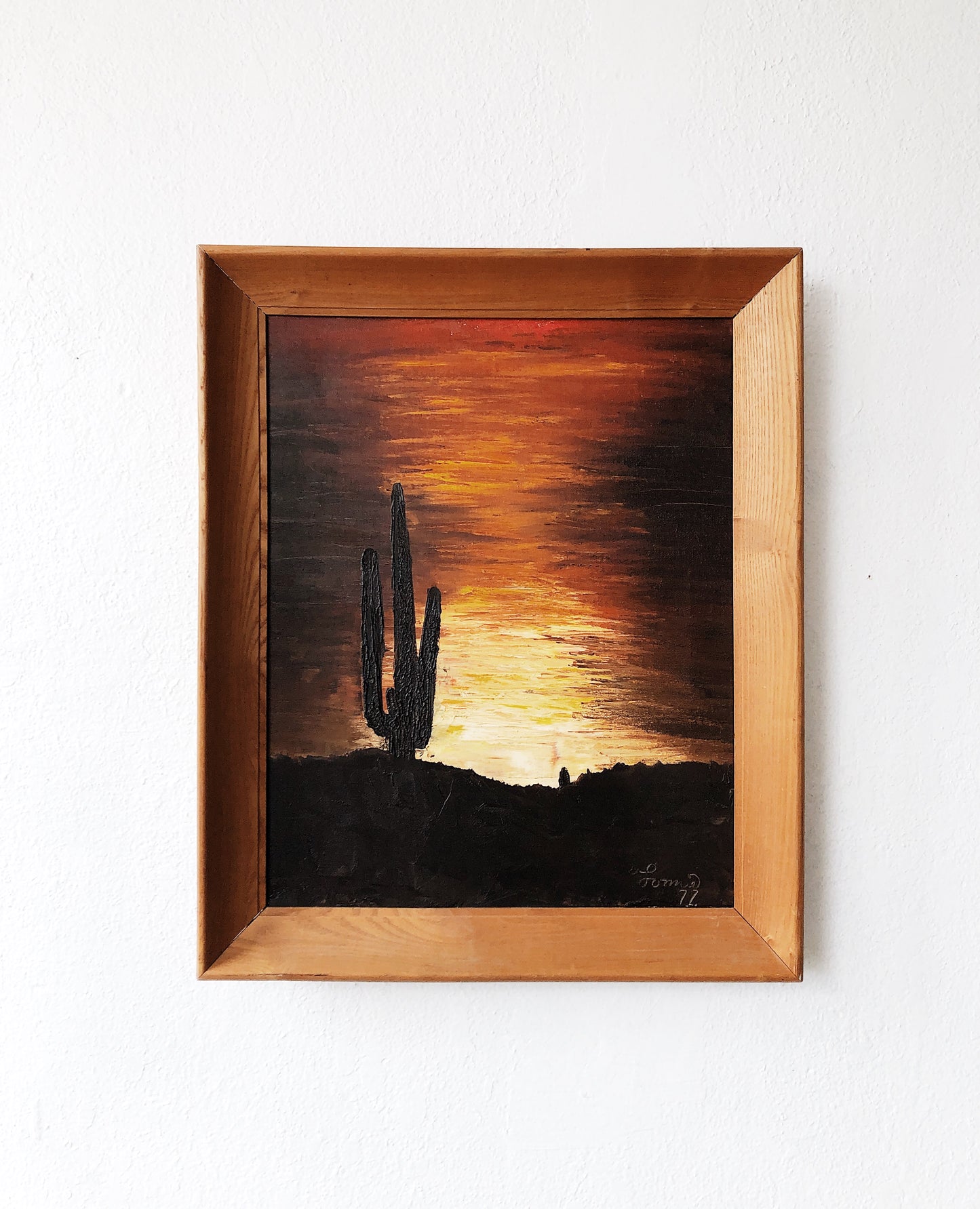 Stunning Vintage Desert Sunset Painting