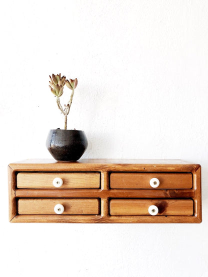 Vintage Wall Shelf with Drawers