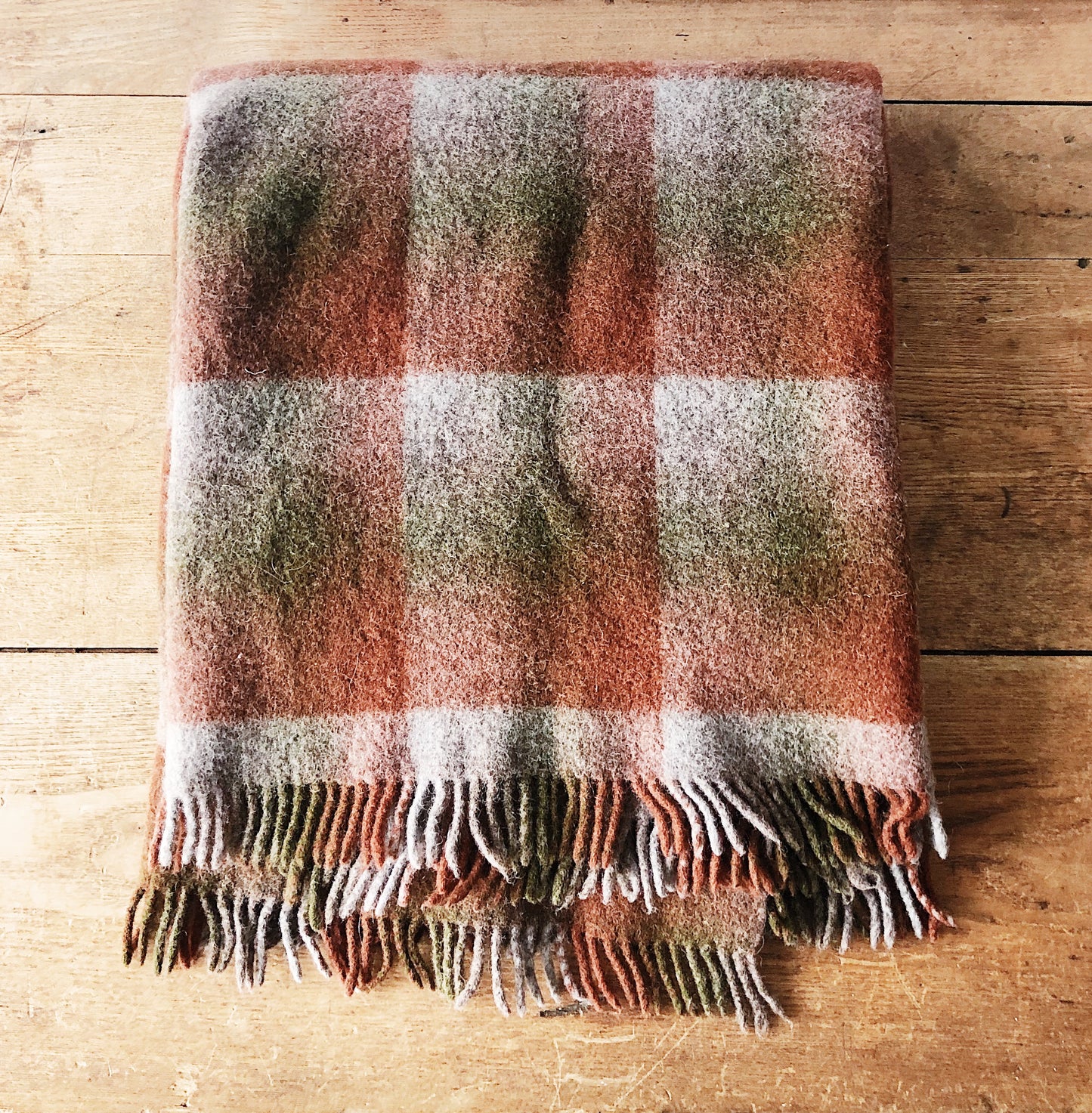 Vintage Kiwi Felted Wool Blanket or Rug