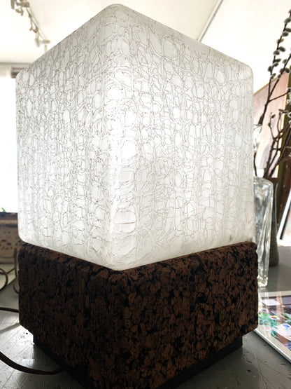 1960’s Cork and Glass Cube Lamp