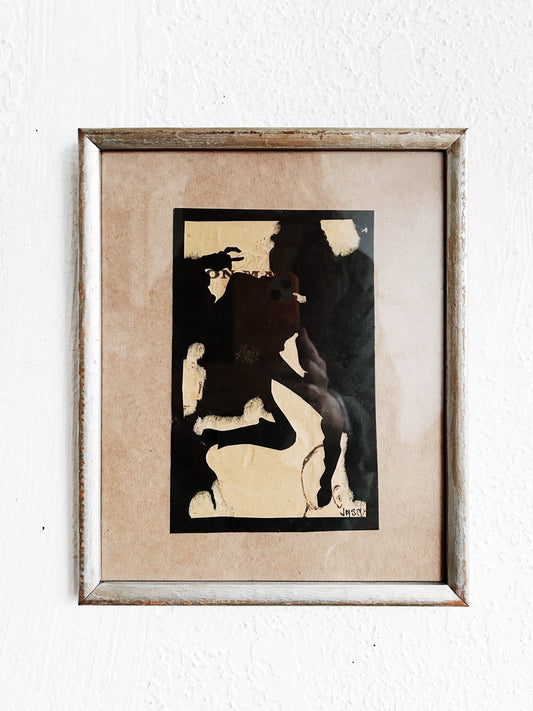 Vintage Framed Abstract India Ink