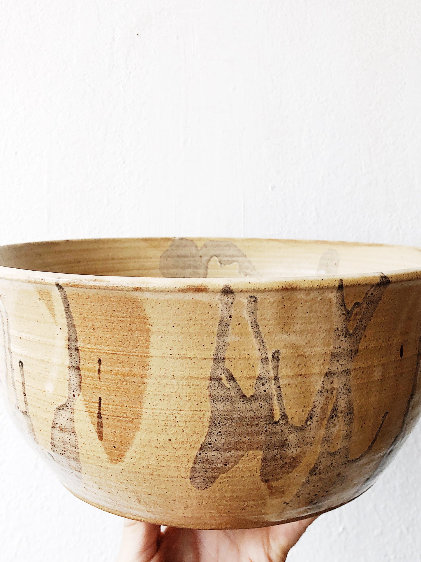 Giant Handmade Ceramic Bowl and Wood Servers