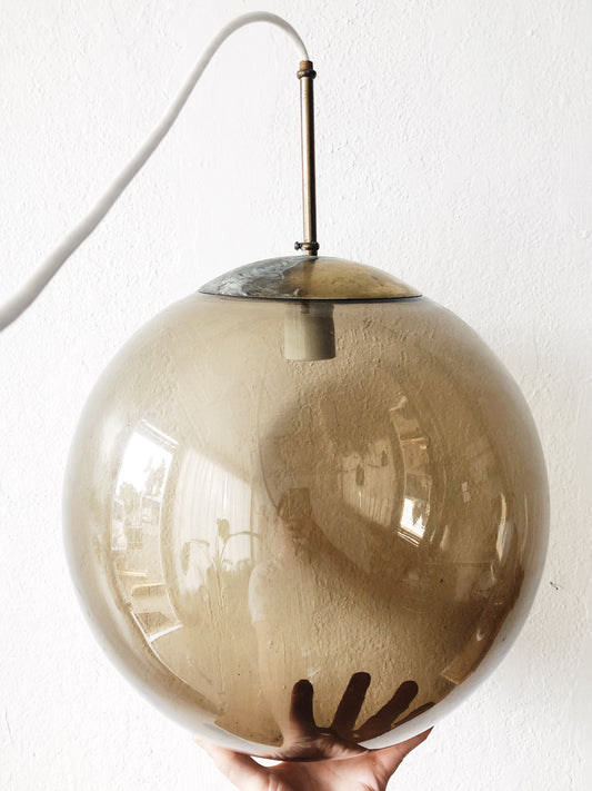 Giant Vintage Smoked Glass Pendant Lamp
