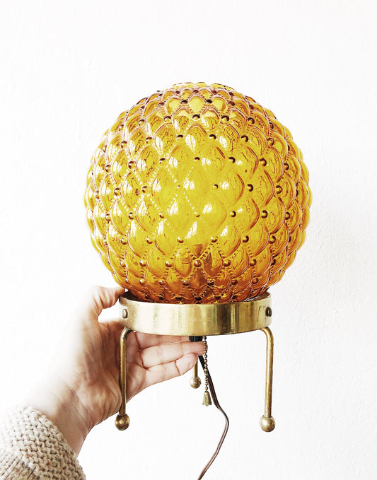 Vintage Mid Century Amber Lamp