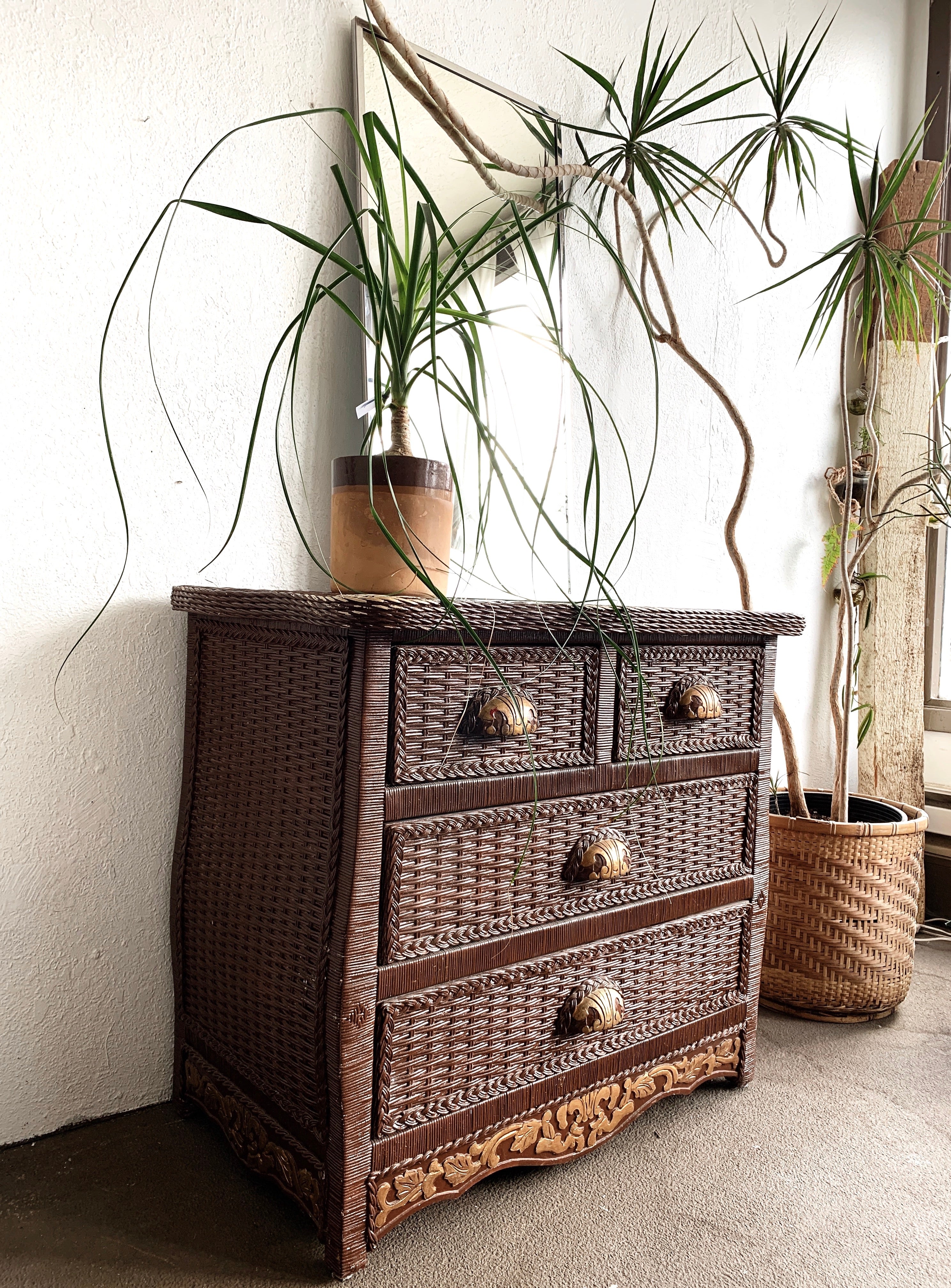 Vintage Wood Framed Chest of Drawers - Thumbnail 2