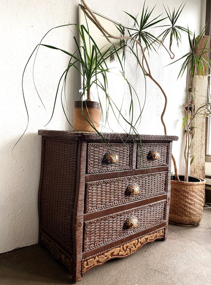 Vintage Wood Framed Chest of Drawers