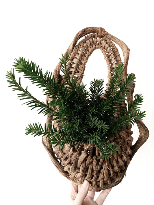 Vintage Handmade Sculptural Wall Basket