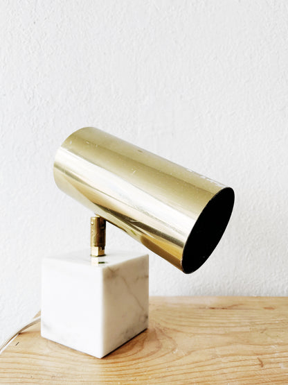 Vintage Marble and Brass Spotlight