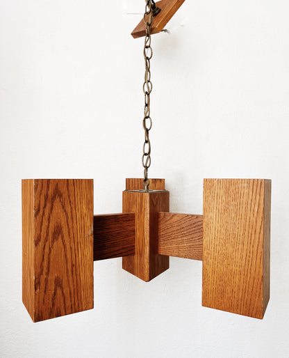 Vintage 1970s Wood Pendant Lamp