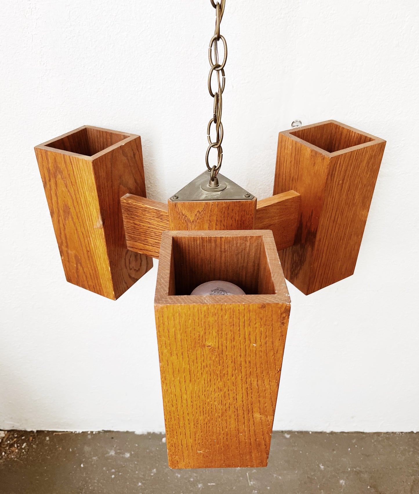 Vintage 1970s Wood Pendant Lamp