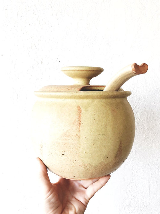 Handmade Ceramic Soup Tureen with Ladle and Basket